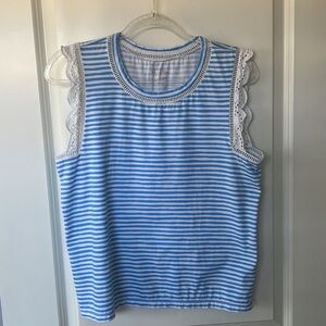 Lilly Pulitzer Agee Top Beach Happy Stripe Zanzibar, L